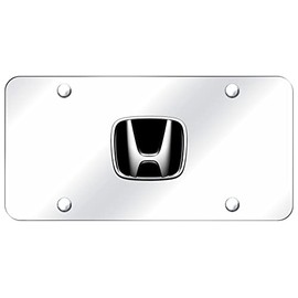 Honda Black Infill 3D Logo Chrome Steel License Plate