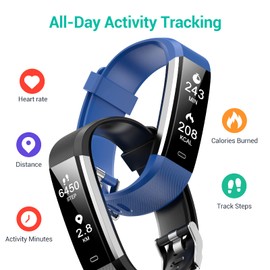 Runlio Fitness Tracker with Heart Rate Monitor,Sleep Monitor with 14 Sports Mode,Activity Tracker with Step and Calories Counter,IP67 Waterproof with Stopwatch Pedometer for Kids,Women and Men V2.0