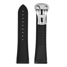 ULLCHRO Watch Strap Watch Band 20mm 22mm Man Waterproof Quick Release Bands Sport Replacement Strap Soft FKM Rubber Watchband (22mm, Black&Black)