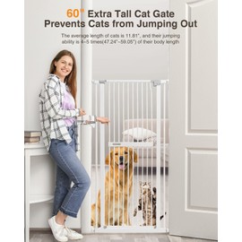 Pet Gate 60'' Extra Tall Cat Gate for Doorway Superior Wide and Auto Close Pet Safety Gate, No Drilling Pressure Mount Kit Extra Tall Cat Safety Gate for Doorways Stairs Kitchen (33-36'' Wide)