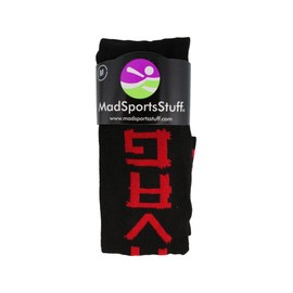 MadSportsStuff Personality Word Socks Over the Calf (Savage - Black/Red, Medium)