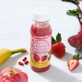 Nurture Life Superfood Smoothie for Kids, Healthy Snack To-Go with Hidden Fruits and Veggies in Each Serving, No Added Sugar, Clean Ingredients, 8 Ounces - Pack of 6 (Straw-Nana!)