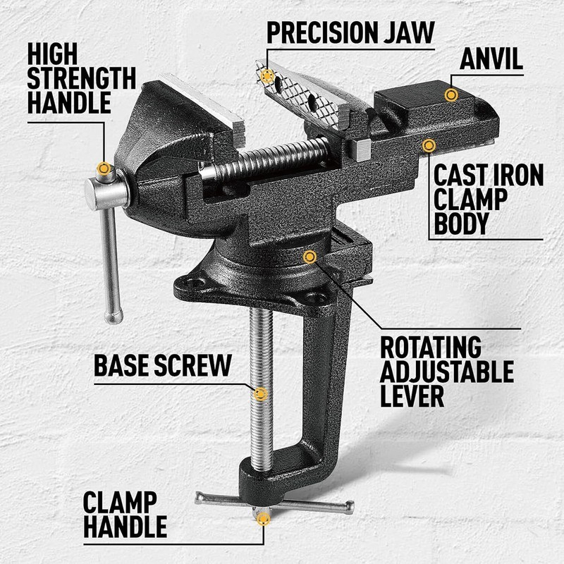 STEINBRÜCKE 3.3"Movable Home Vice Dual-Purpose Combined 360°Swivel Base Work For
