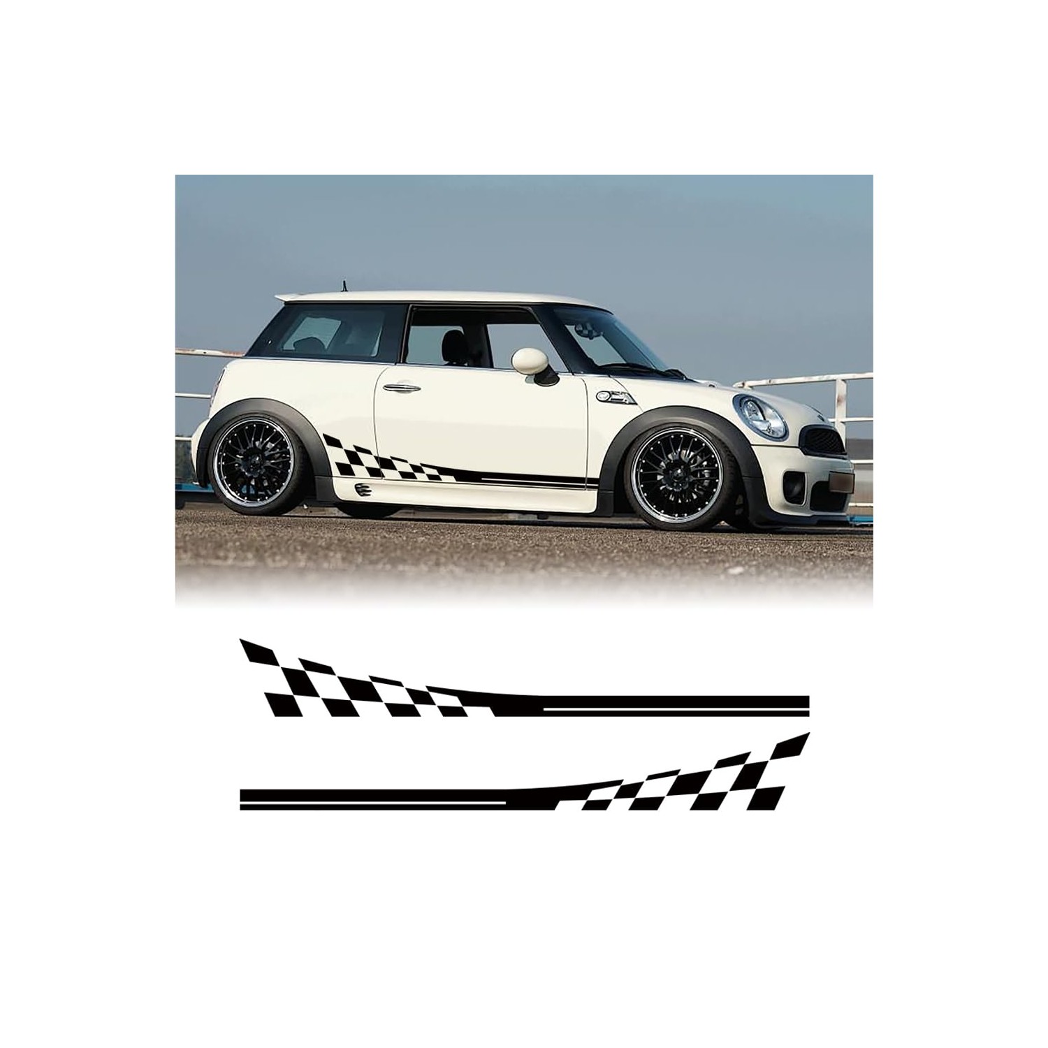 AUTOSTARY Checkered Flag Vinyl Car Side Skirt Decals Compatible with ...