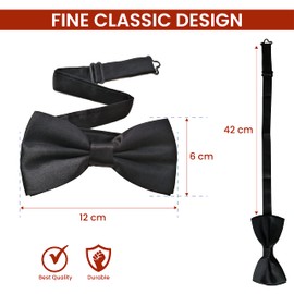 UtopyaUK Mens Bow Tie Satin Novelty Adjustable Clip Fastening Pre Tied Wedding Party Double Layer Bow ties (Tartan Beige)