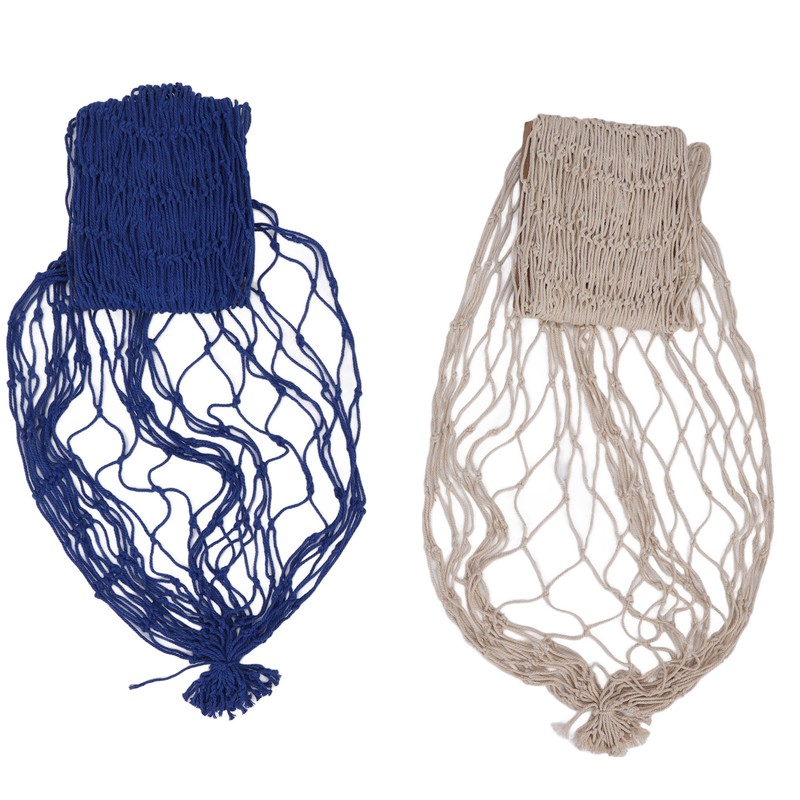 2pcs Fish Net Decoration Cotton Soft Comfortable Mediterranean Style Beige