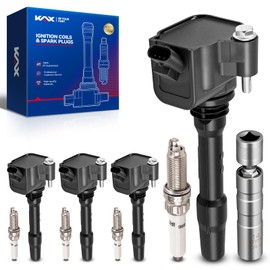 KAX OEM Performance Set of 4 UF750 Ignition Coil Pack & Iridium Spark Plugs w/Magnetic Socket for 330e 330i 530i 430i X1 740Le 230i xDrive X2 X4, MINI - 2.0L L4