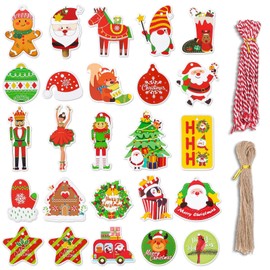 Christmas Gift Tags, Pack of 100 Christmas Tags Labels Christmas with Rope Gift Tags for Christmas Gifts Christmas Trees Decoration