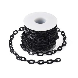 FASHEWELRY 16.4 Feet Black Aluminium Cable Chains Unwelded Flat Oval Necklace Chain Link 9x1.8mm for DIY Jewellery Making