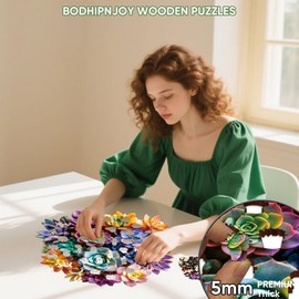 Bodhipnjoy 500 Pieces Puzzles for Adults, Succulent 5MM Thick Jigsaw Puzzle, Plant Unique Shaped Puzzle Gifts for Adults and Kids, Challenging Family Puzzle Xmas Games 16.7 * 16.9inches