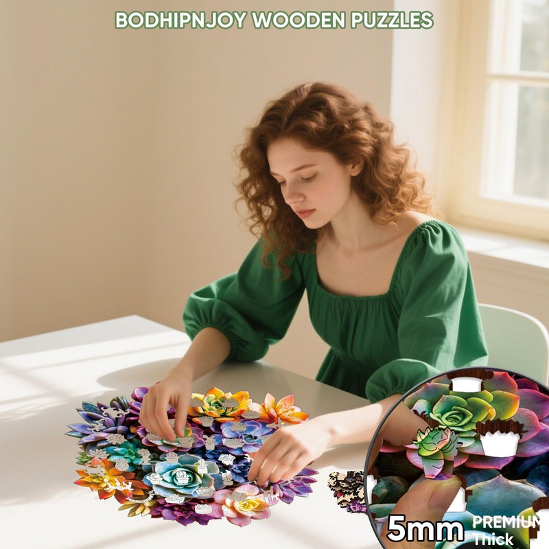 Bodhipnjoy 500 Pieces Puzzles for Adults, Succulent 5MM Thick Jigsaw