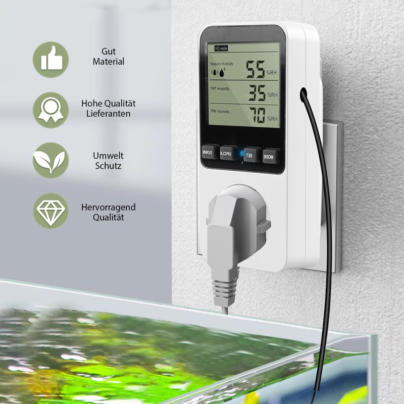 Temperature Controller Socket 230 V Humidity Controller with Sensor, Digital