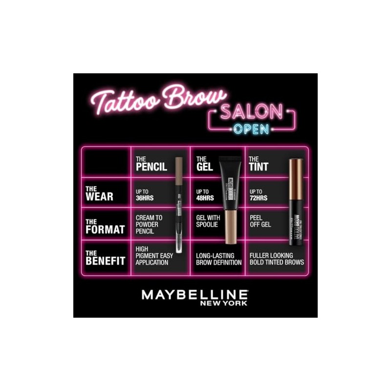 Maybelline New York Tattoo Brow Peel Off Eyebrow Gel Tint,