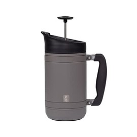 BruTrek Basecamp Coffee Press - Double Wall Vacuum Insulated Stainless Steel - Bru-Stop Technology, No Grounds in Coffee, No Spill Lid (Storm Gray, 32 fl.oz)