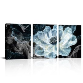 xiysien Flower Wall Art Modern Abstract Floral Canvas Wall Decor Zen Meditation Spirit Printing Artwork for Home Bathroom Living Room Bedroom 12''x16''x3PCS