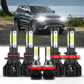 CHUSYYRAY For Jeep Grand Cherokee 2014-2016 LED Headlight High Low Fog Light 6 Bulbs 6000K