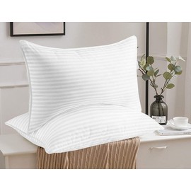 Hotel Quality Stripe Pillow – Firm, Soft Polyester Pillow for Comfort and Support – Ideal for Hotels and Home Use.