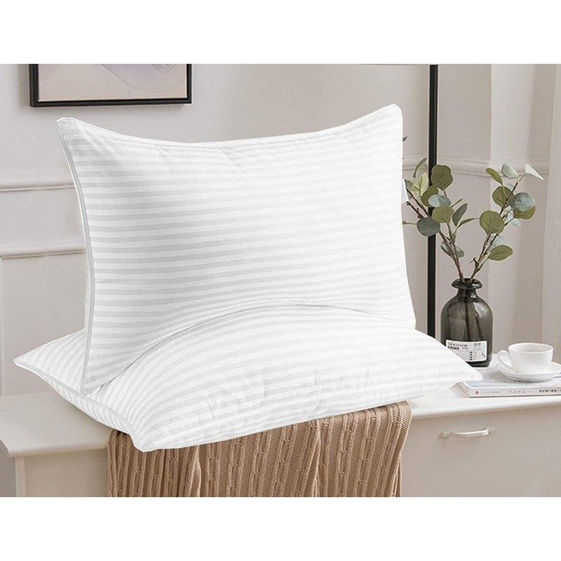 Hotel Quality Stripe Pillow – Firm, Soft Polyester Pillow for