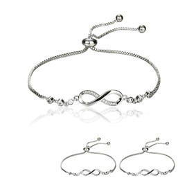 Pack of 2 Friendship Bracelets, Silver Bracelet, Infinity Sign, Best Friend Bracelets for 2, Infinity Bracelet, Bracelets, Symbol Best Friends, Charm Friendship Bracelet Jewellery for Girls Women