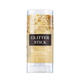 Melemando Body Glitter Stick 7 Colors Holographic Mermaid Sequins Chunky Face Glitter Stick Singer Concerts or Music Festival Rave Glitter Makeup for Face/Body/Hair/Eyes/Lip (01 Gold)