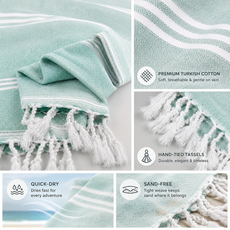 Turkish Beach Towel for Adults – Oversized Quick-Dry Cotton Towel