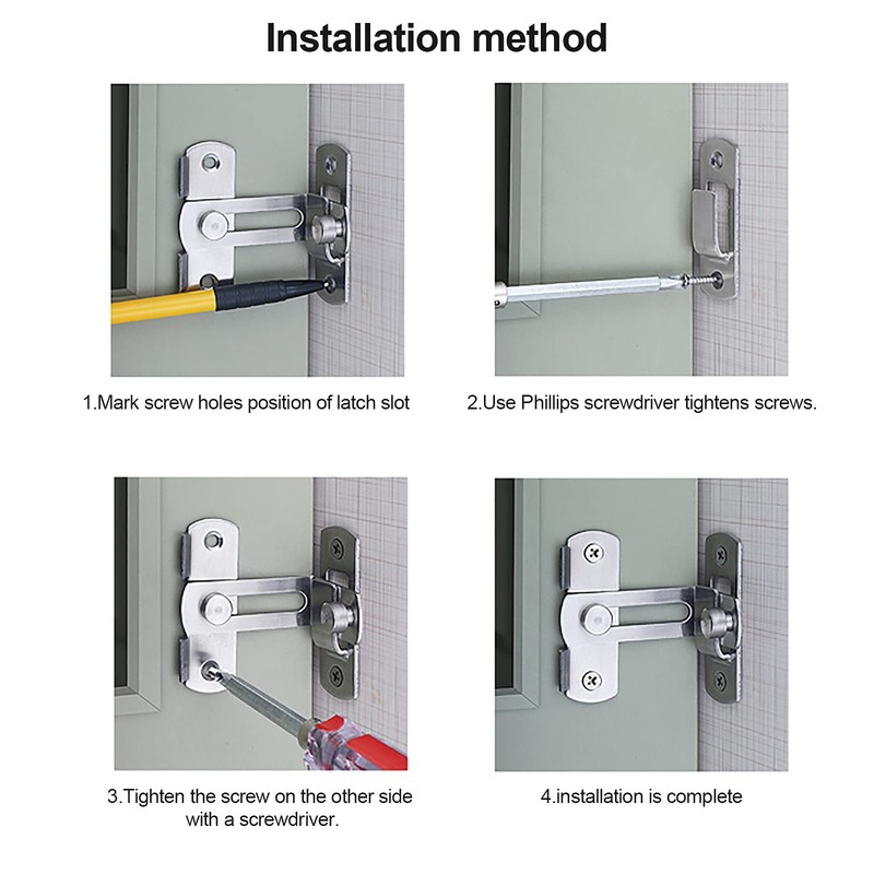 Door Latch Right Angle 90 Degree Folding Latch Stainless Steel