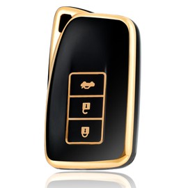 OFF WE GO Car Key Case for Lexus Key Case Cover for CT GS GX IS ES LS LC LX NX RX RC 450H 300H RC200t RC300 RC350 ES300H 3 Buttons TPU Car Key Protective Case Key Box, Black Gold