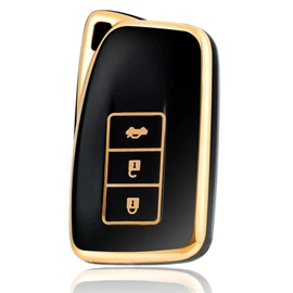 OFF WE GO Car Key Case for Lexus Key Case Cover for CT GS GX IS ES LS LC LX NX RX RC 450H 300H RC200t RC300 RC350 ES300H 3 Buttons TPU Car Key Protective Case Key Box, Black Gold