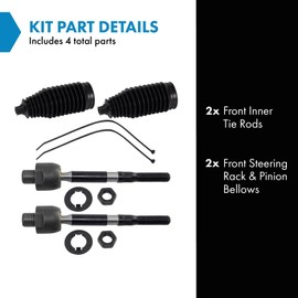 TRQ Front Steering Kit Steering Rack & Pinion Bellow Tie Rod Compatible with 2015-2020 Acura TLX 2013-2017 Honda Accord
