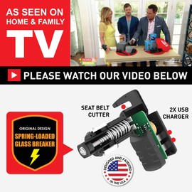 Stinger USB Emergency Escape Tool: Life-Saving Rescue Car Charger, Spring Loaded Window Breaker, Seat belt Cutter, Dual USB Ports Max. 2.4A (1x Black and 1x White Stinger)