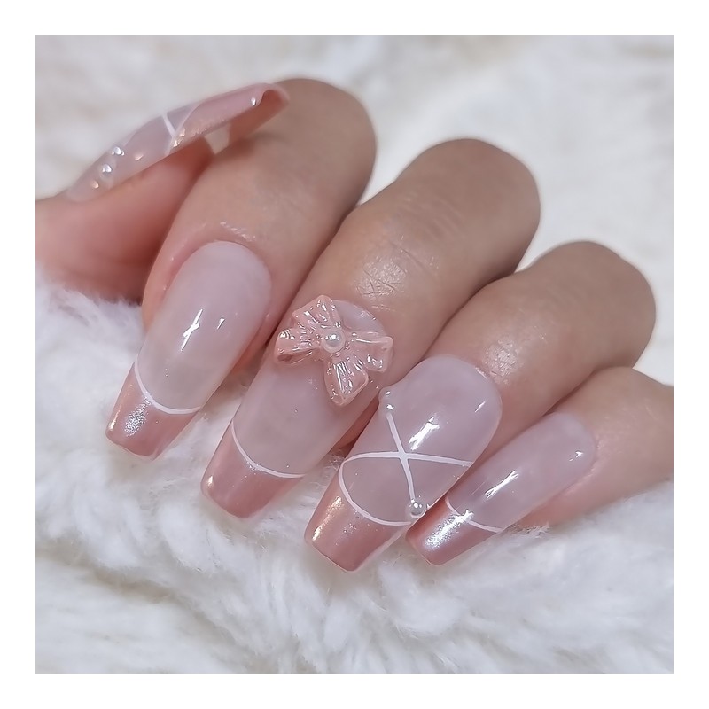 Pearl Ballet Core Handmade Nail Tips - Ballerina / 진주알