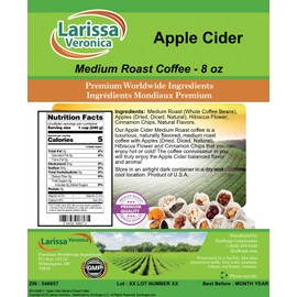 Apple Cider Medium Roast Coffee (Gourmet, Naturally Flavored, Whole Coffee Beans) (8 oz, ZIN: 546657)