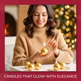 Biedermann & Sons Gold Ball Candles – Decorative Metallic Novelty Candles – Set of 12, 1.5-Inch