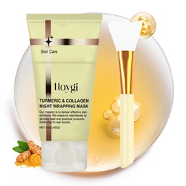 HOYGI Turmeric Collagen Face Mask, Overnight Wrapping Face Mask Peel Off Facial Mask for Elasticity and Hydration, Reduce Sagging and Dullness for All Skin Type, 2.65 Fl Oz