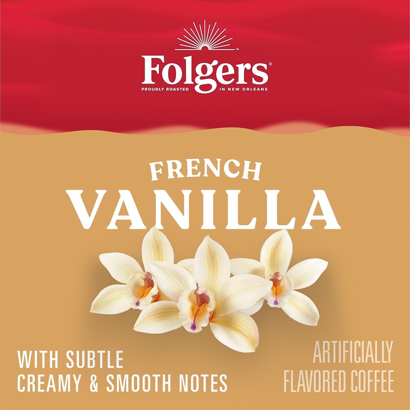 Folgers French Vanilla Flavored Ground Coffee, 9.6 Ounce Canister (Pack