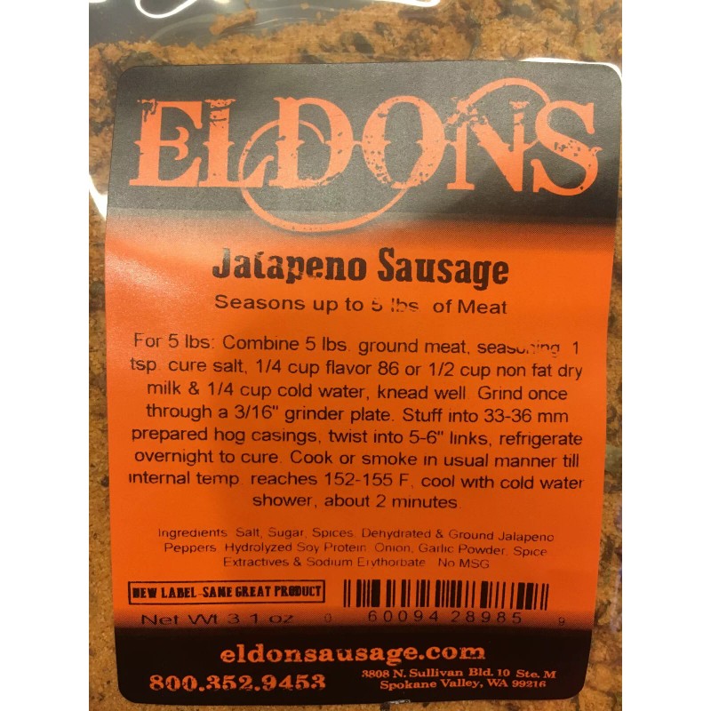 Eldons Jalapeno Sausage Seasoning Spices Seasons 5 Pounds of Meat