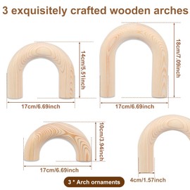 Foribyw 3Pcs Wood Arch Decor Set, 3 Sizes Aesthetic Wooden Arches Decorative Object, Small Arch Shelf Decor Boho Wooden Tabletop Arch Decor for Coffee Table Bookshelf Mantel Entryway(log color)