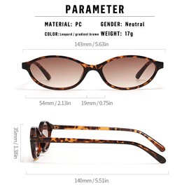 EJDHA Vintage Oval Sunglasses for Women Tortoise Shell Brown Gradient Lens, Leopard Print / Gradient, Unit size