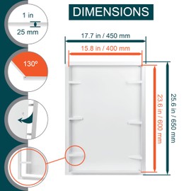 ECOPRO VENT 16" x 24" White Metal Access Panel. Service Shaft Door Panel. Plumbing, Electricity, Heating, Alarm Wall Access Panel for Drywall. Bathroom Services Access Hole Cover.