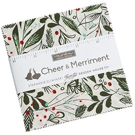 Moda Fabrics Cheer & Merriment Charm Pack by Fancy That Design House; 42-5'' Precut Fabric Quilt Squares, Assorted, 5 Inches