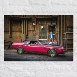 Unbranded 1970 Dodge Challenger T/A 340 Six Pack Panther Pink Muscle Car Poster 24x36in  - #4
