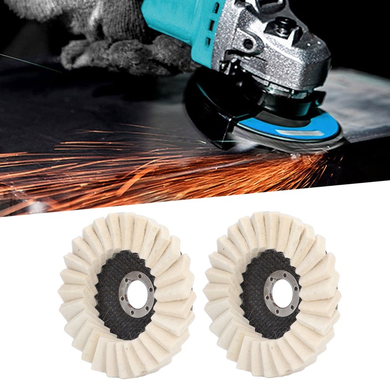 2Pcs 5in Grinding Disc Wave Shape Wool Felt Polishing Wheel