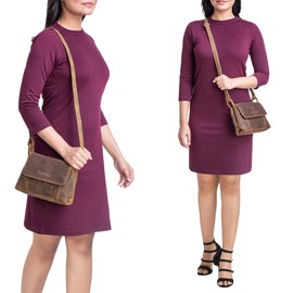 STILORD 'Alessia' Small Leather Handbag Women's Shoulder Bag Vintage Elegant Crossbody Bag Ideal as a Party Bag Shopping Bag Leather, Medium - Brown, shoulder bag