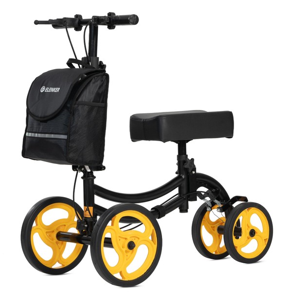 ELENKER Deluxe Steerable Knee Walker with 10" Front Wheels –