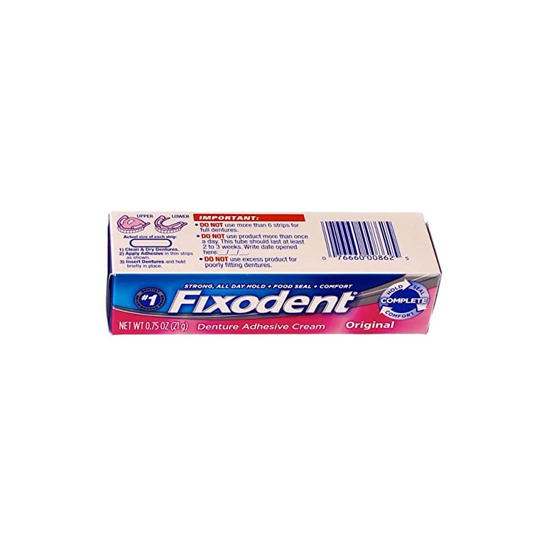 Fixodent Crema adhesiva para dentaduras postizas original, 21 g (paquete
