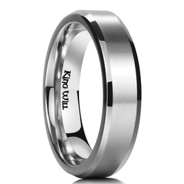 King Will Basic 5mm Titanium Ring Matte Finished Wedding Band Comfort Fit Beveled Edge 8.5
