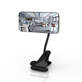 ZMJCGLXY Clampable Convex Safety Mirror 6.4"*3" in Glass Material, Black Curved Frame, 360° Direction Adjustment, for Workdesk, Office, Warehouse and Personal Area Privacy and Security