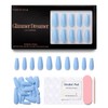 Press On Nails 32 Teal Light Blue – Long Coffin