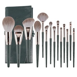 Juego de brochas maquillaje, 14 piezas brocha reparación colorete en polvo, juego completo herramientas belleza                                       
