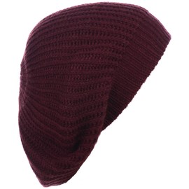 BYOS - Gorro de punto de ganchillo para mujer, 2-pack Burgundy & Bk Wo/Flower, Talla única